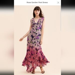 Free People Rose Garden Chiffon Ombre Maxi Dress Sz 8